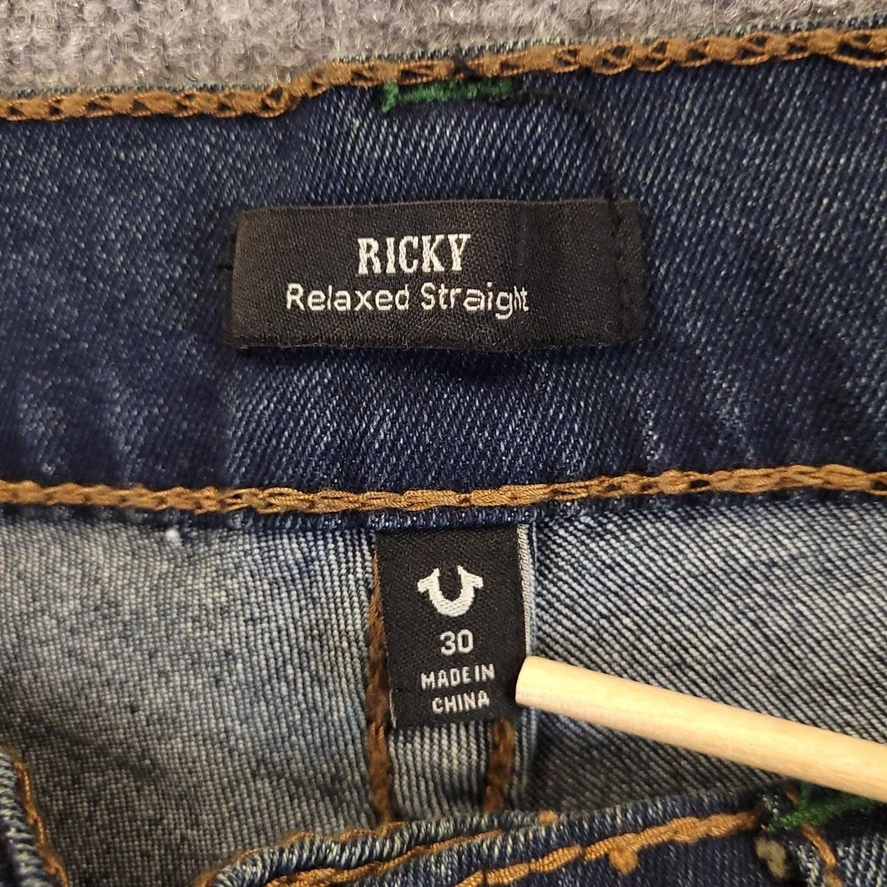 NWT True Religion‎ Ricky Big T Relaxed Straight 30x34 Mid Rise Stretch $199 MSRP